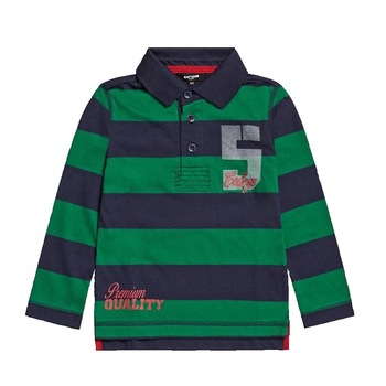 Bluza copii cu guler si dungi model Rugby, Verde Bluza copii cu guler si dungi model Rugby, Verde