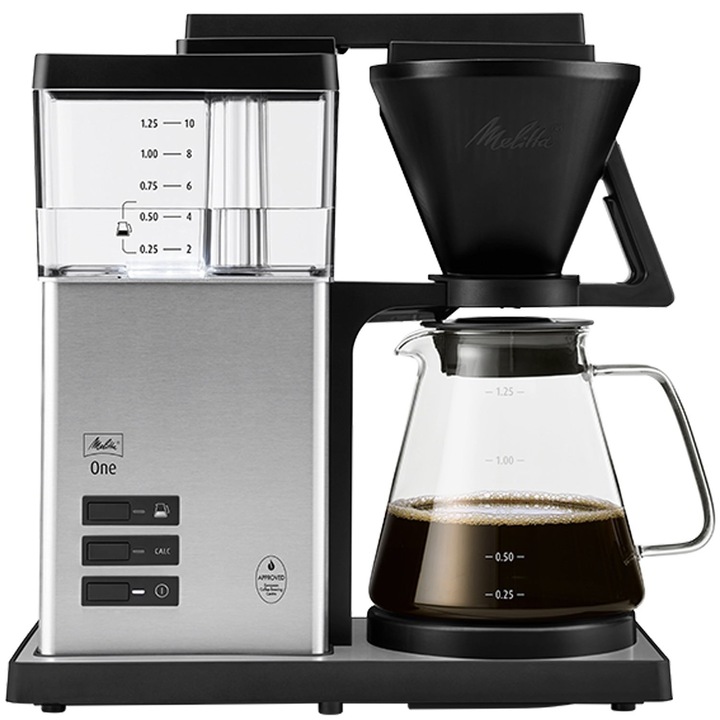 Filtru de cafea cu finisaj din otel inoxidabil, capacitate de 10 cesti