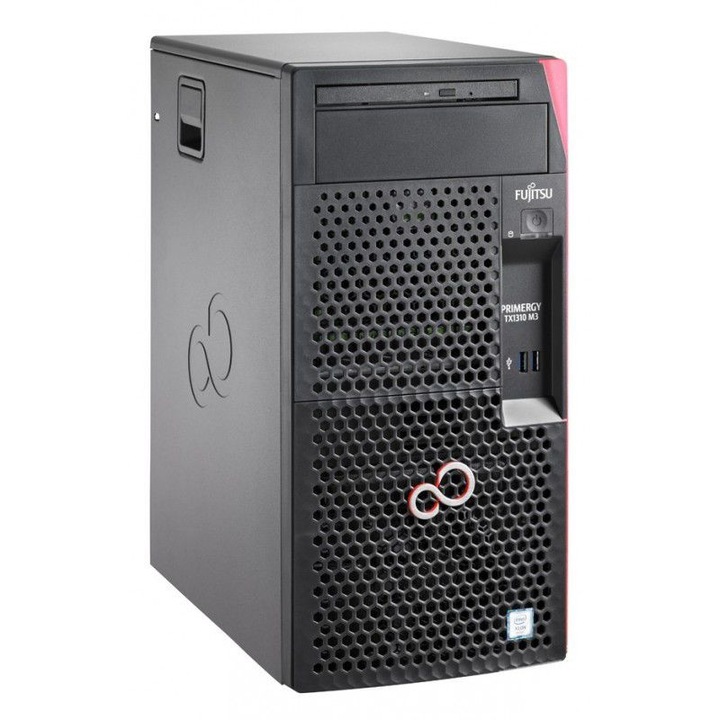 Sistem server Fujitsu Primergy TX1310 M3 cu procesor Intel® Xeon® E3-1225v6 pana la 3.70GHz, Kaby Lake, 8 GB, 2 x 1TB,D VR-RW, No OS