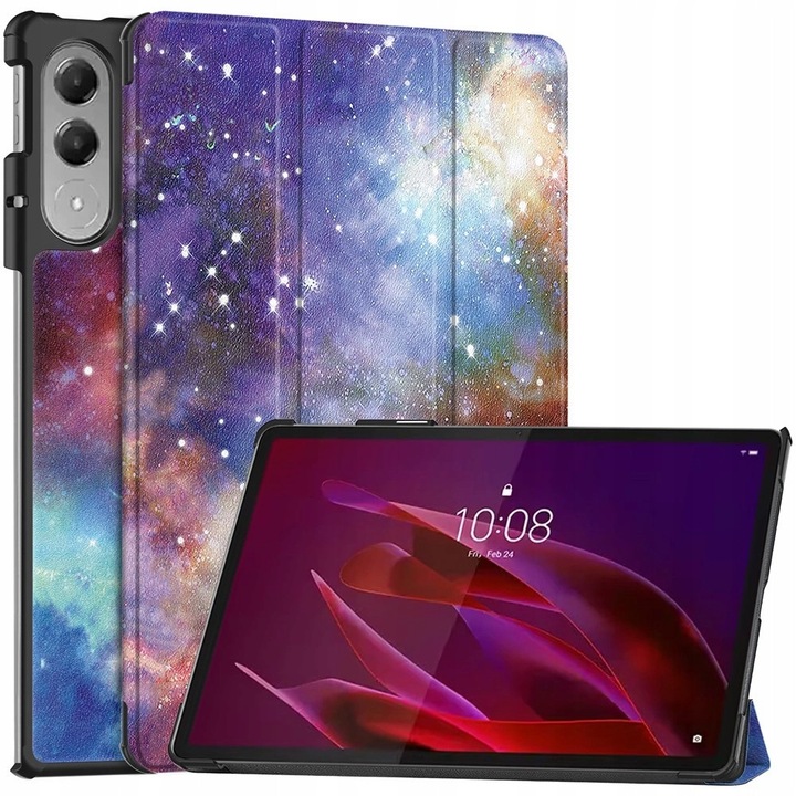 Husa tableta Erbord Lenovo Yoga Tab 11.1 inch piele ecologica imprimata cu suport pliabil Tri-Fold