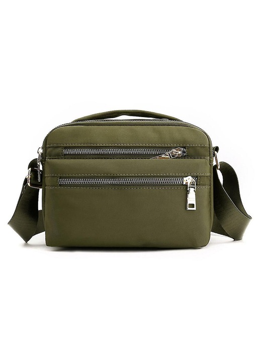 Geanta dama multifunctionala nylon impermeabila, verde armata, 22x9x16cm