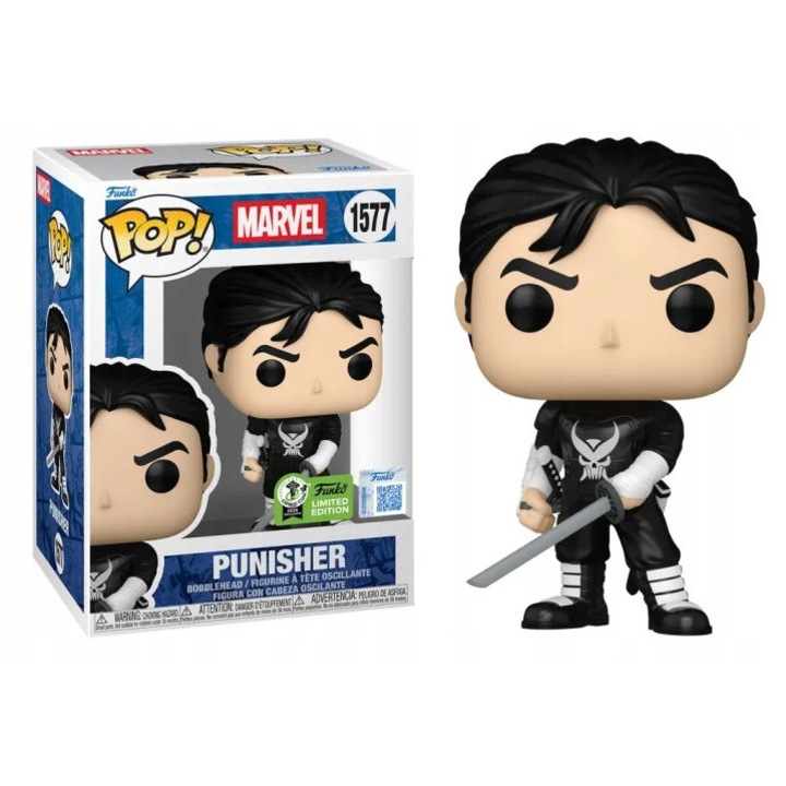 Фигурка Funko Pop Punisher 1577, винил, черно-бяла, 9x7x10см