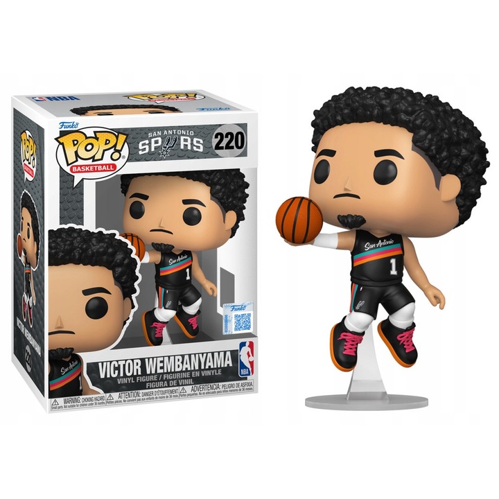 Фигурка Funko Pop Victor Wembanyama 220, винил, 9см, черно-бял
