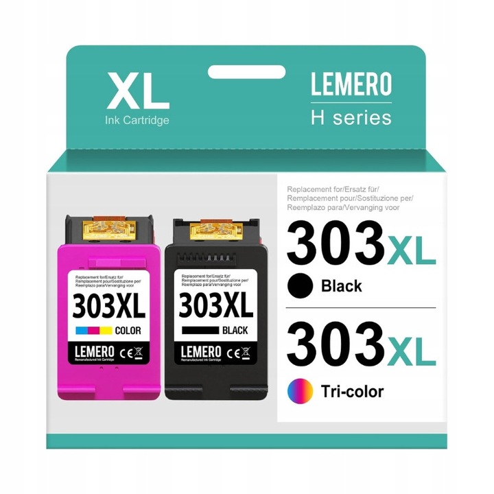 2 db 303XL fekete és színes tintapatron készlet HP Envy Photo 600x415 oldalas nyomtatóhoz