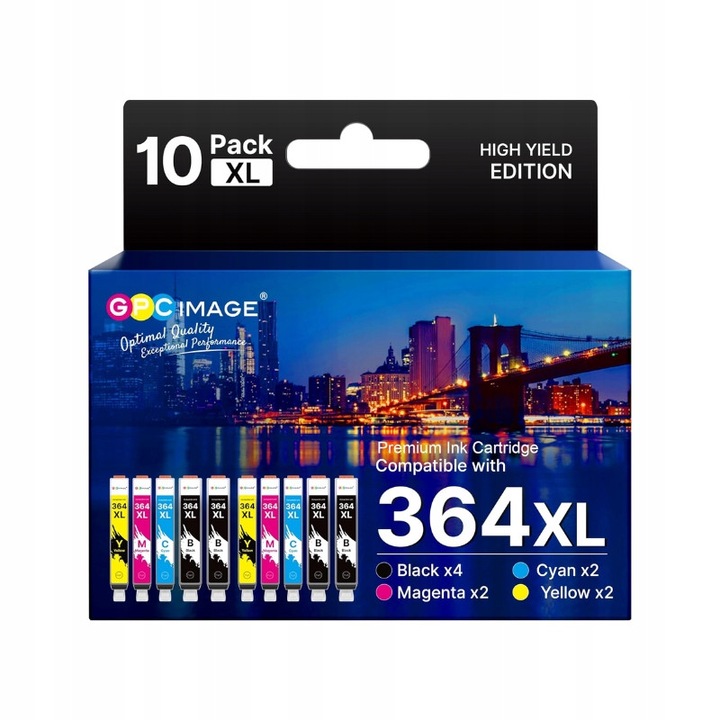 10 db kompatibilis 364XL patron készlet, fekete cián magenta sárga, többszínű