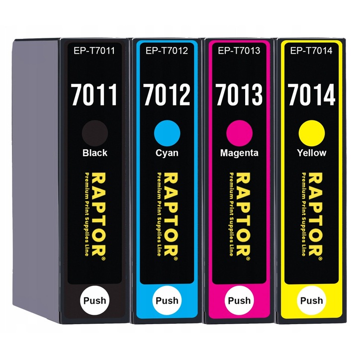 Raptor T7011-T7014 CMYK tintapatron készlet, 4 db, 49ml/77ml