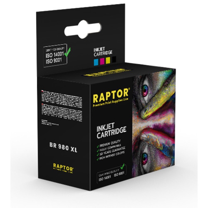 Raptor LC980 CMYK nyomtatópatron készlet, 10 db, 30ml/25ml