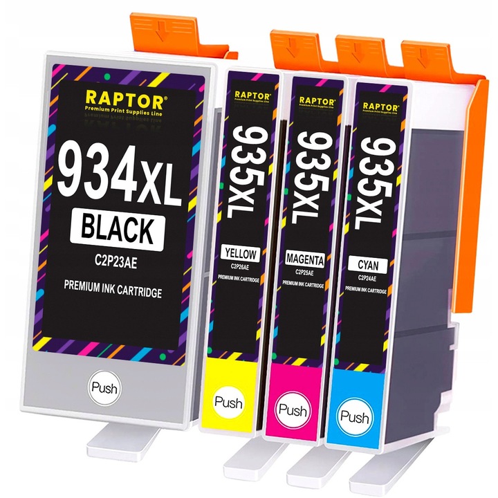 Raptor 934 XL 935 XL tintapatron készlet, CMYK, 50ml+16ml, HP OfficeJet nyomtatóhoz