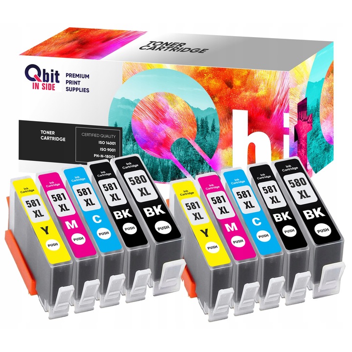 QBIT PGI580 CLI581 XL tintapatron készlet, fekete és színes, 27ml és 12,5ml
