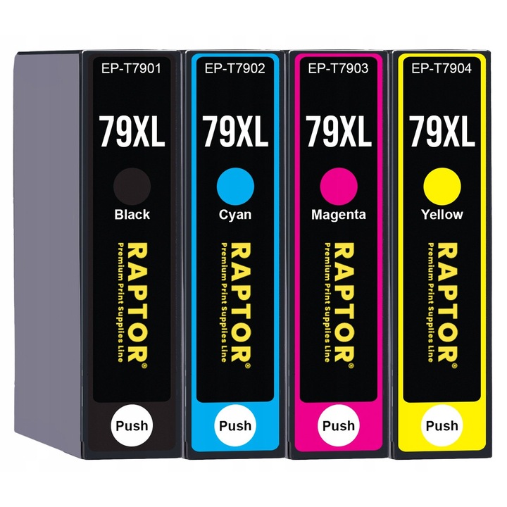 Raptor T7901-T7904 CMYK tintapatron készlet, 4 db, 62ml/32ml, Epson 79XL-hez