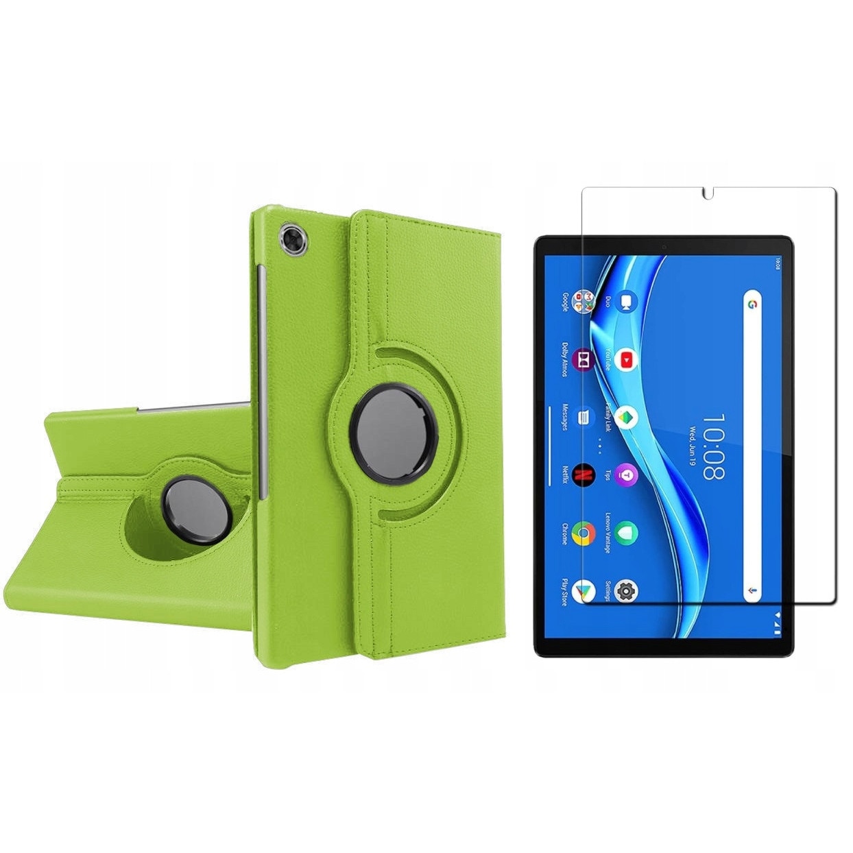 Husa rotativa 360° cu sticla protectie Lenovo Tab M10 10.1 HD 2nd Gen verde