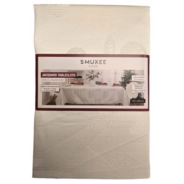 Smukee jacquard asztalterítő, fehér, 140x220cm, vízálló, elegáns