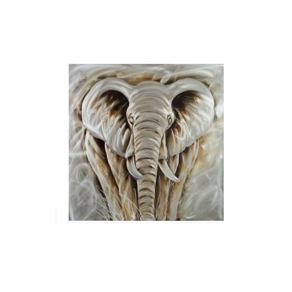 Tablou Elefant, realizat manual din aluminiu, 80 x 80 cm