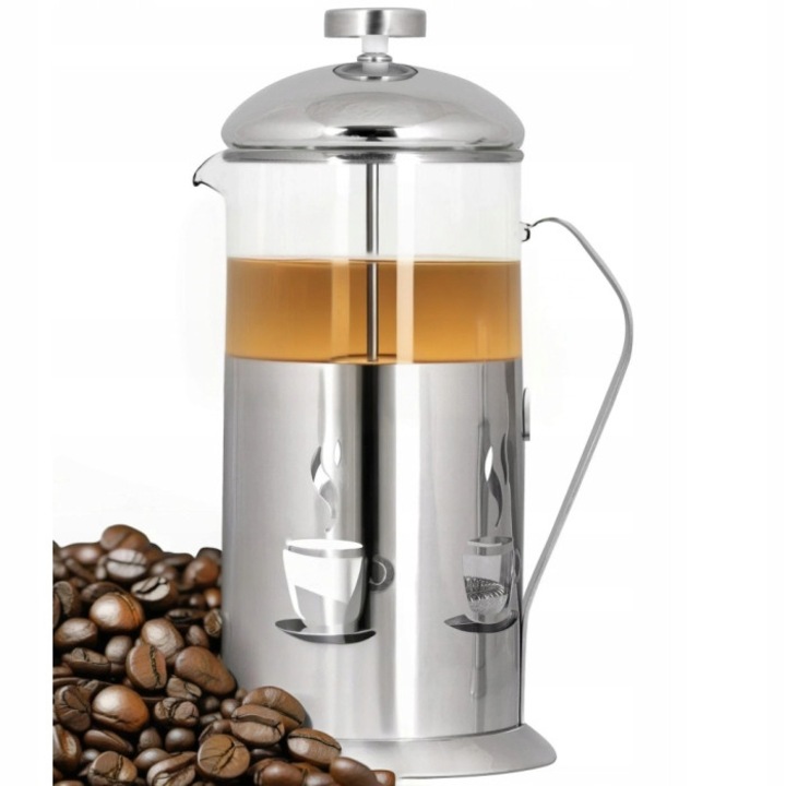 Cafetiera Berretti 800ml sticla borosilicata filtru inox argintiu transparent