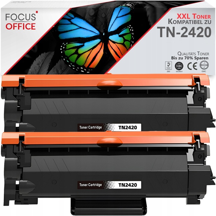 2 db Focus Office TN-2420 toner készlet, fekete, 6000 oldal, XL