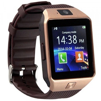 Ceas smartwatch iUni DZ09 Plus, Bluetooth, Camera 1.3MP, Auriu