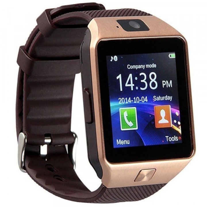 Часовник smartwatch iUni DZ09 Plus, Bluetooth, Camera 1.3MP, Златист