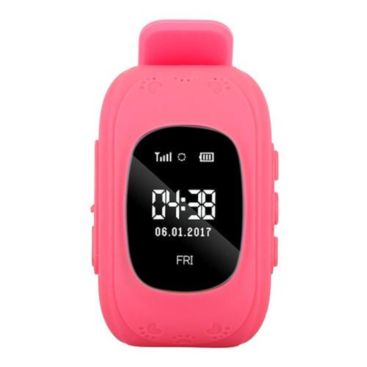 Часовник Smartwatch за деца Wonlex Q50, GPS, Функция телефон, Розов