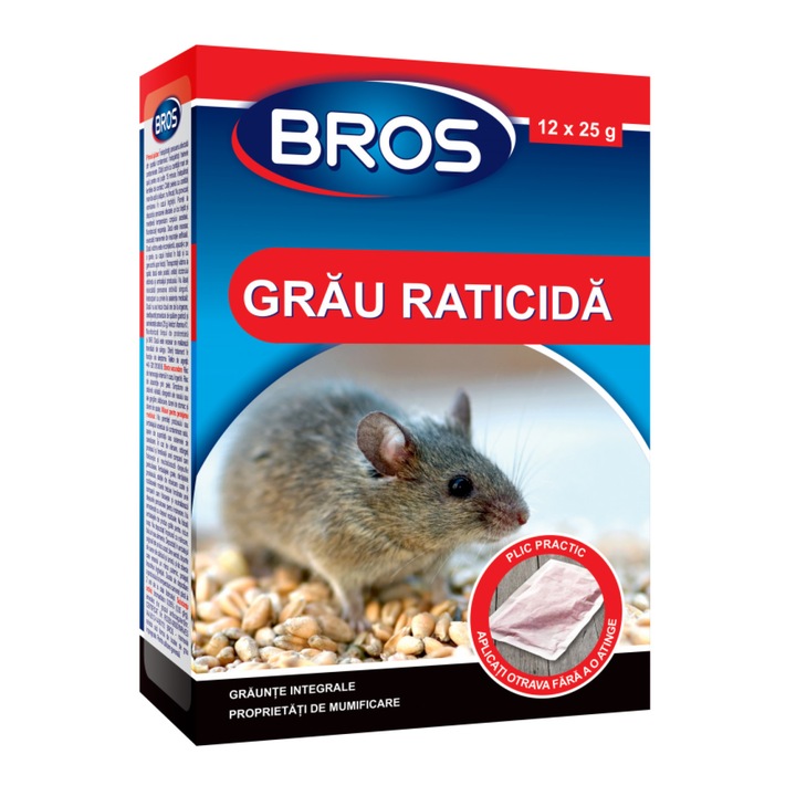 RATICID Cereale din grau impotriva soarecilor si sobolanilor, 300 g, otrava soareci, sobolani