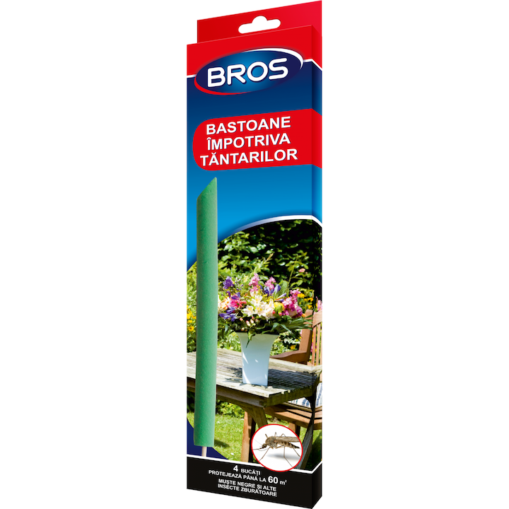 Bastonase fumigene BROS pentru combaterea tantarilor, capuselor, 4 buc