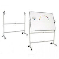 Tabla magnetica, rotativa, cu 2 fete, 90x120 cm, rama aluminiu, suport mobil, inaltime ajustabila prin reglare