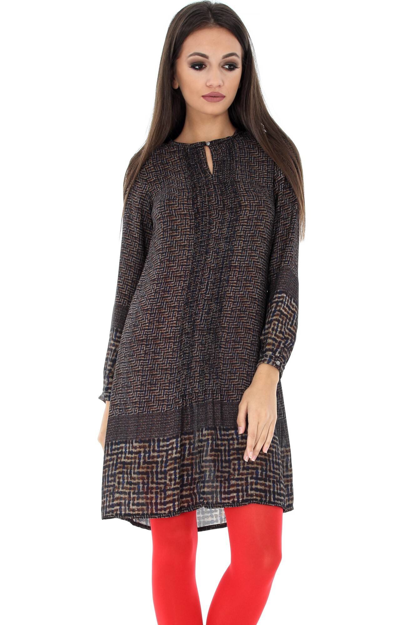 Rochie, ROH, maro cu nasture la gat, S