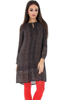 Rochie, ROH, maro cu nasture la gat, S Rochie, ROH, maro cu nasture la gat, S