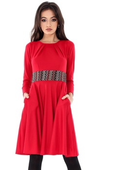 Rochie rosie, ROH, cu banda in talie , 42 Rochie rosie, ROH, cu banda in talie , 42