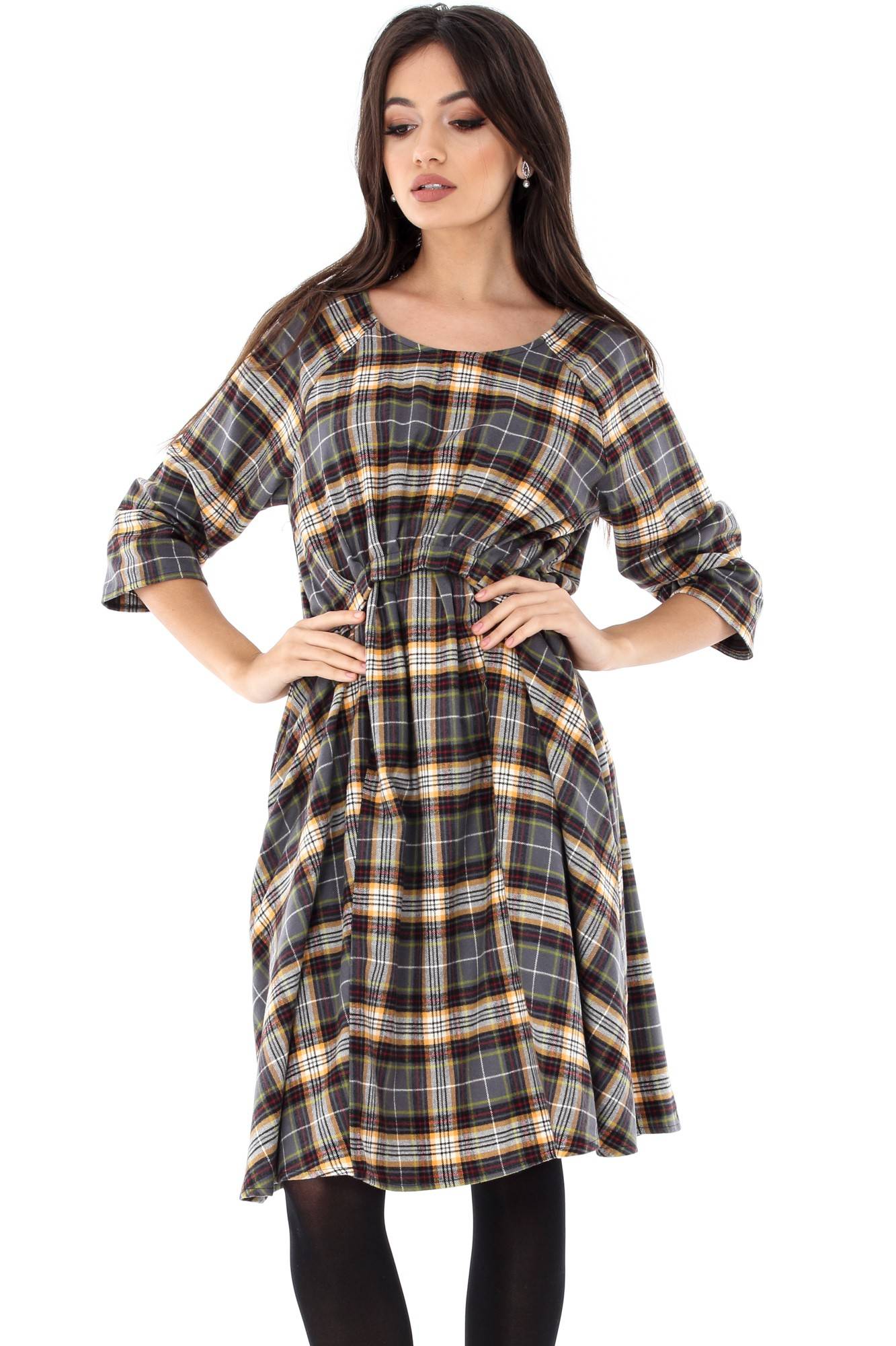 Rochie gri, ROH, in caro, cu buzunare, M-L