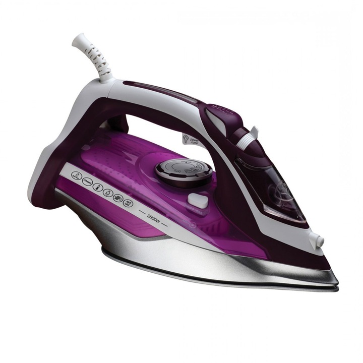Fier de cаlcat cu aburi Zephyr, talpa ceramica, 2800W, calcare verticala, violet