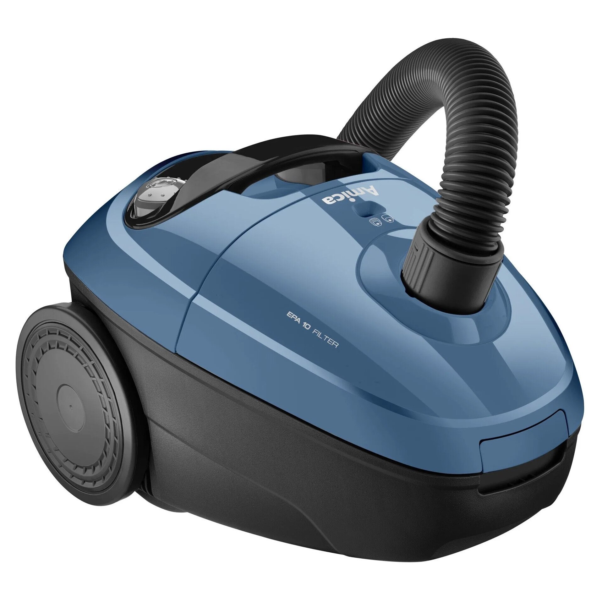 Aspirator cu sac Amica VM 1036, 850W, filtru EPA, reglare putere, sistem parcare verticala si orizontala, culoare alba