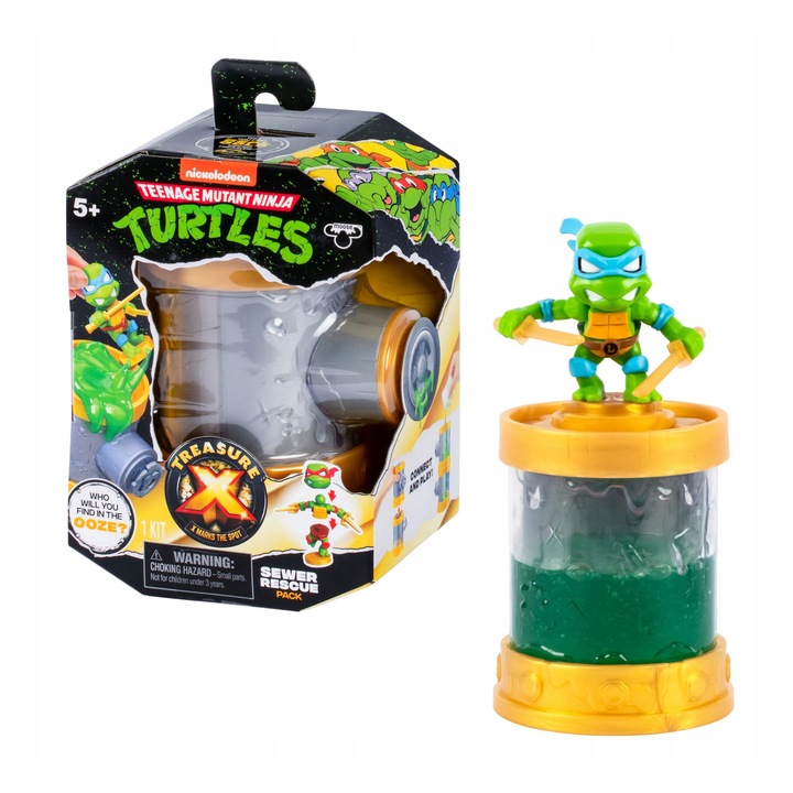 Фигурка изненада Moose Toys Treasure X TMNT, 9см, многоцветна, комплект с тръба за канализация