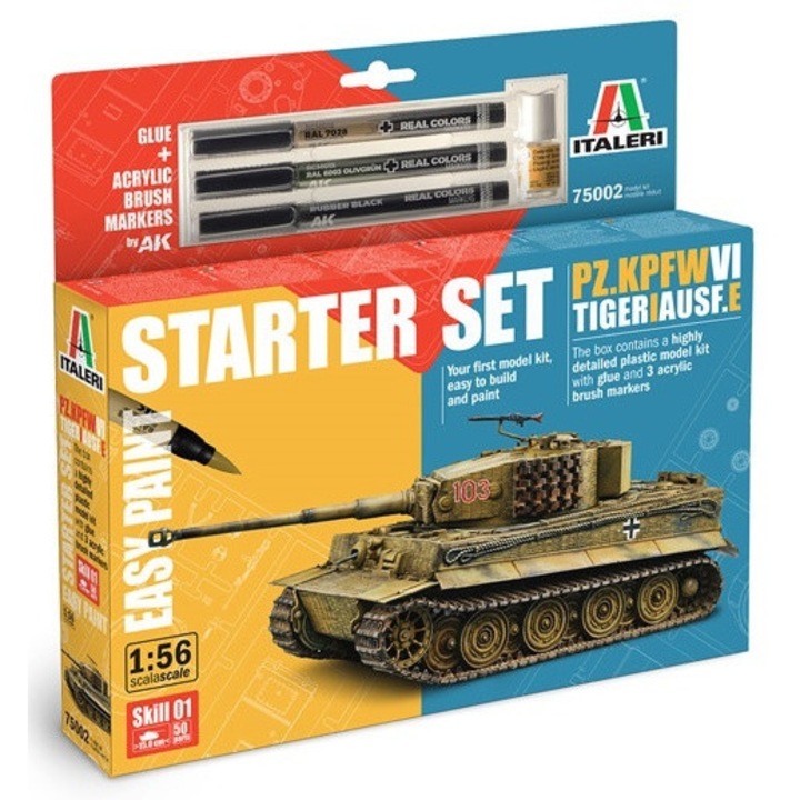 Italeri Tiger I 1:56 tankmodell készlet, 15cm, kezdő, többszínű