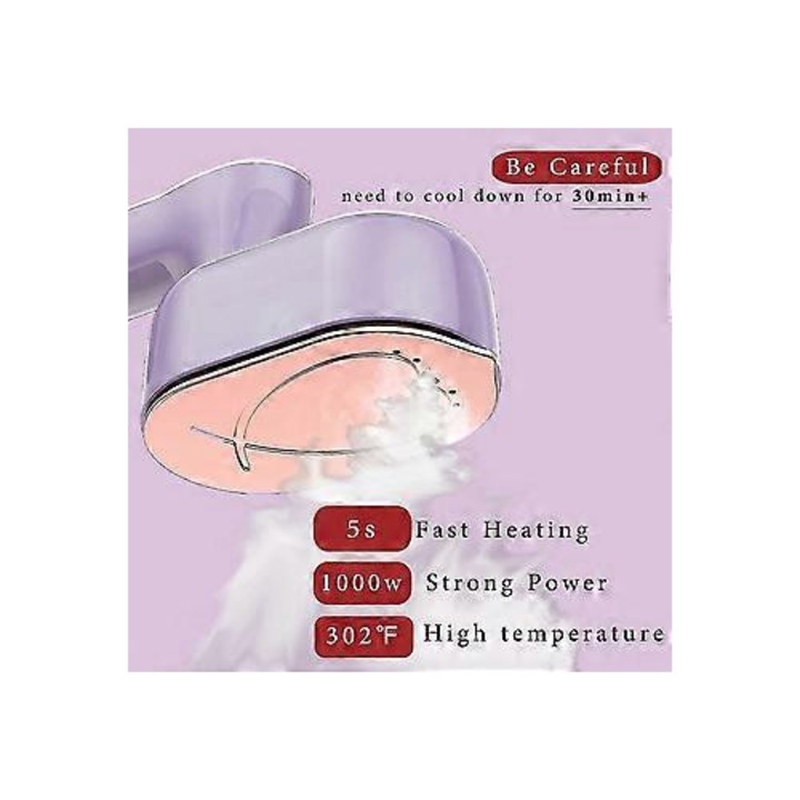 Fier de calcat si abur portabil 2-in-1, 1000W, ceramic, pliabil, alb, 15x10x6cm