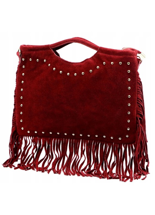 Geanta dama Vera Pelle Luka piele naturala zamsz bordo 34x25x5cm