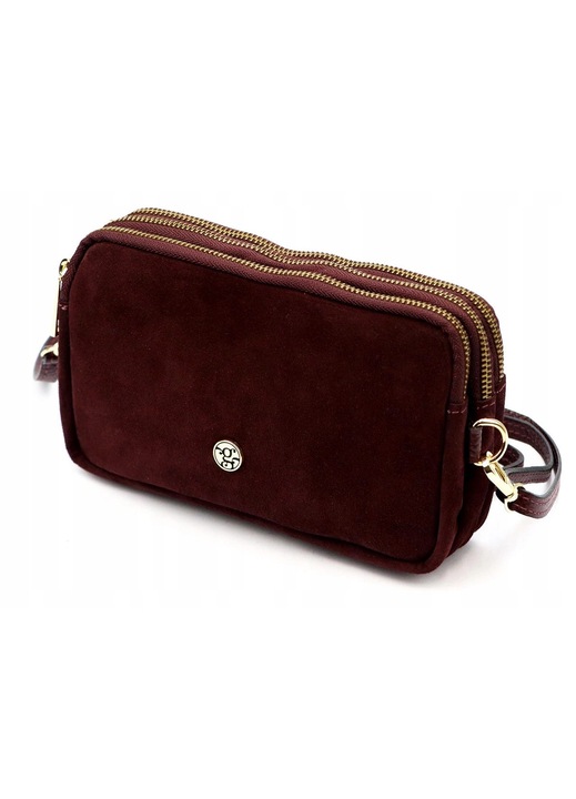 Geanta dama Gregorio 1749 piele intoarsa bordo mica crossbody