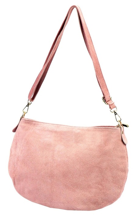 Geanta dama Vera Pelle Luka piele naturala zamsz pudrat roz 37x26x5cm