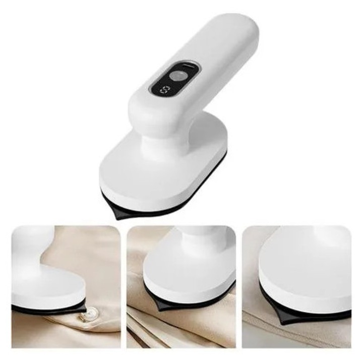 Fier de calcat portabil mini, rotativ 180°, compact, alb, 20x7.5cm