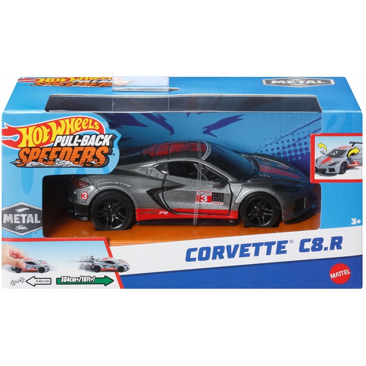 Mattel Hot Wheels Corvette C8.R ezüst autó 11cm