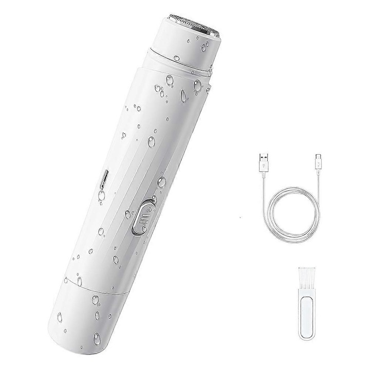 Aparat de tuns electric pentru femei, 2 in 1, impermeabil, reincarcabil, alb, compact