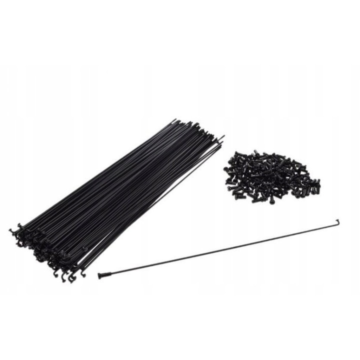 Spite bicicleta 250mm set 144 buc negre cu piulite negre