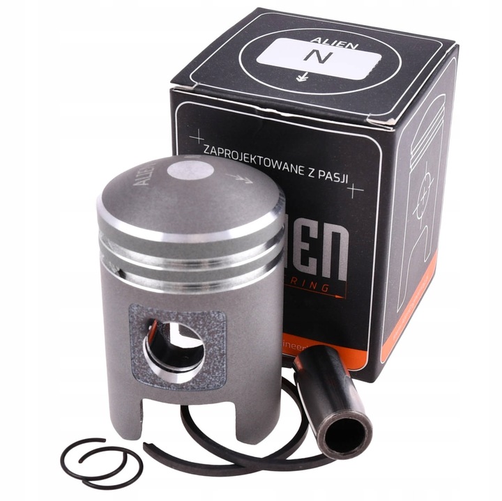 Piston Alien AK20 eloxált, 38mm, komplett szett, ezüst
