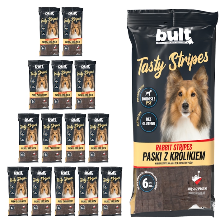 Bult Tasty Stripes, награда за кучета, 14x60g, заешко месо, без глутен