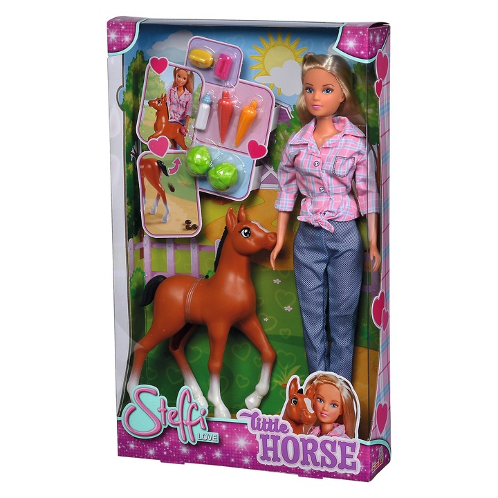 Papusa Steffi Simba cu ponei interactiv si accesorii 30x10x5cm