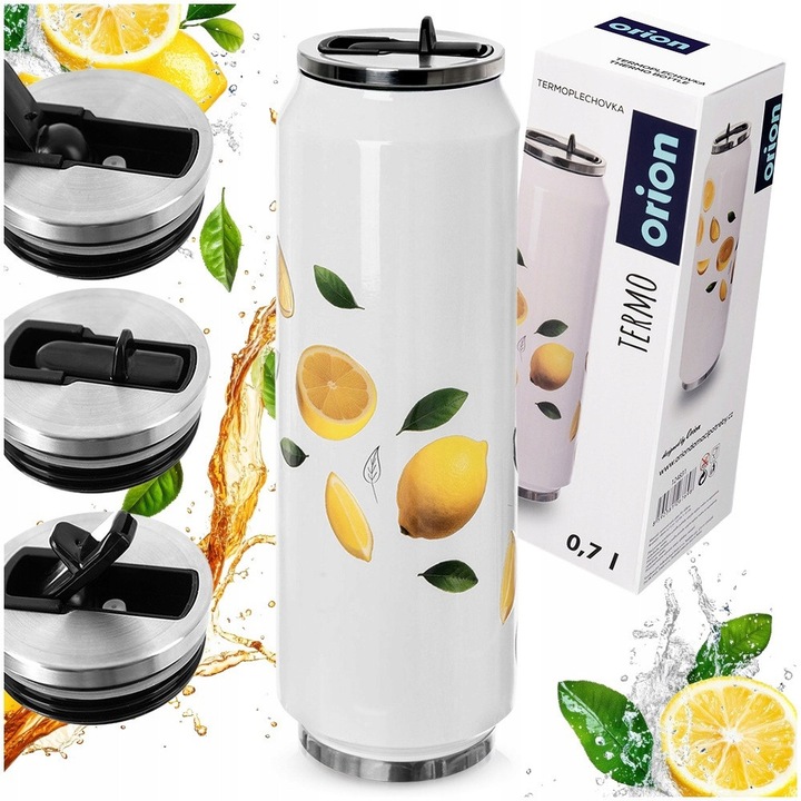 Cana termica Orion 700ml alb model lamai 7.5x7.5x21cm