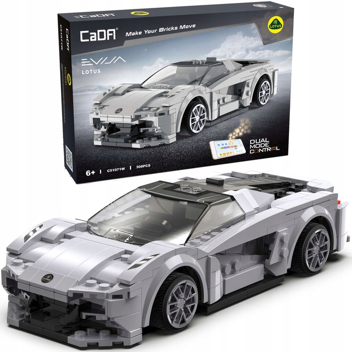 Set constructie Cada masina sport portocalie 308 piese 19,8x5,4cm control aplicatie si telecomanda