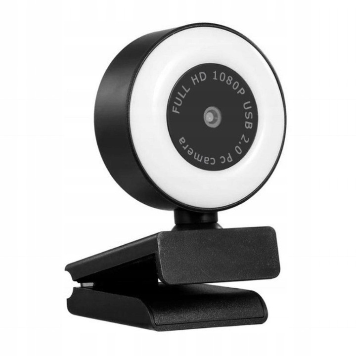 Уеб камера 1080p с LED и микрофон, черна, USB, 120° зрителен ъгъл, регулируема, компактна