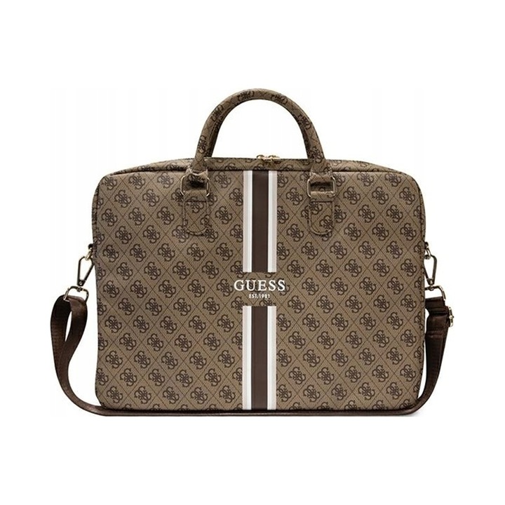 Чанта за лаптоп Guess 4G, кафява, 39x29.5x5см