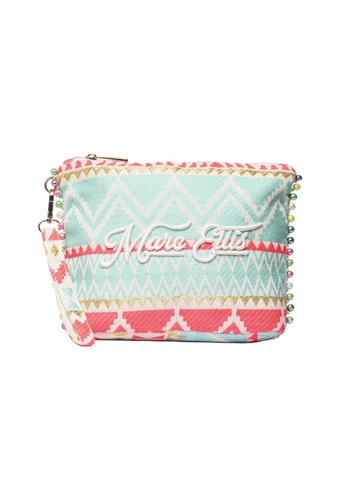 Marc ellis, Geanta-etui din material textil cu logo brodat, Coral, Albastru glaciar
