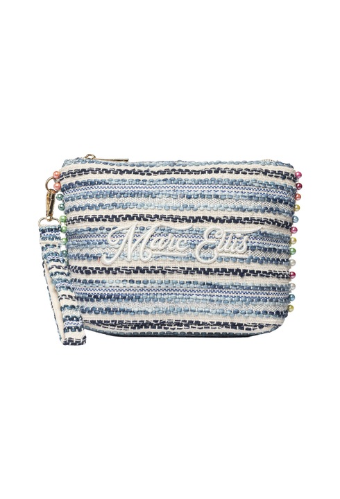 Marc ellis, Geanta-etui din material textil cu logo brodat, Albastru deschis